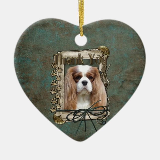 Thank You - Stone Paws - Cavalier Ceramic Tree Decoration (Front)