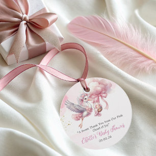 Thank You Stork & Pink Cloud Baby Shower Favor Tag