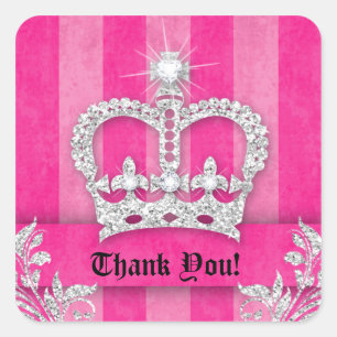 Thank You Stripes Sticker Jewellery Pink Crown