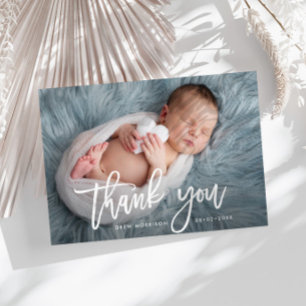THANK YOU   Stylish typography birth announcement Postcard