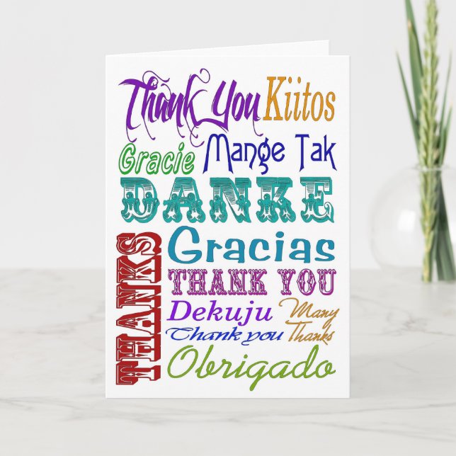 Thank you Subway Art in many languages Card (Front)