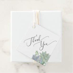 Thank You Succulent watercolor Wedding Favour Tag