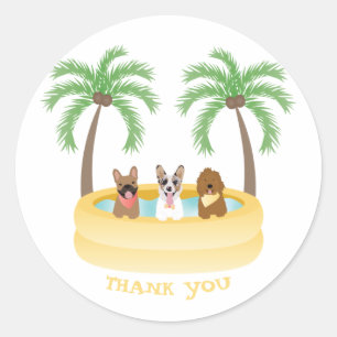 Thank You Summer Dogs Swimming Pool Classic Round Sticker
