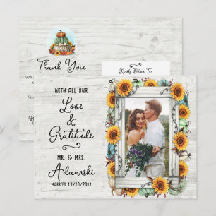 Thank You Sunflower Pumpkin Fall Farm Custom Photo Postcard