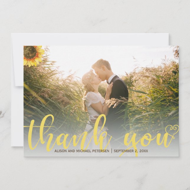 Thank you sunflower rustic wedding photo (Front)