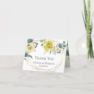Thank You Sunny Yellow Watercolor Peonies Card