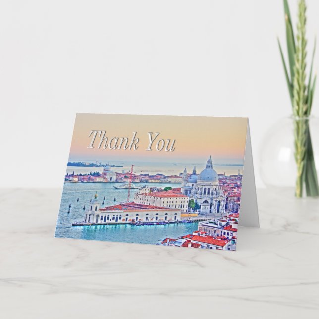 Thank You Sunset In Venice, Italy Card (Front)