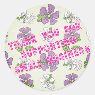 Thank You support small business Floral  Classic Round Sticker