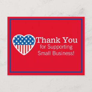 Thank You Supporting Small Business Patriotic Postcard