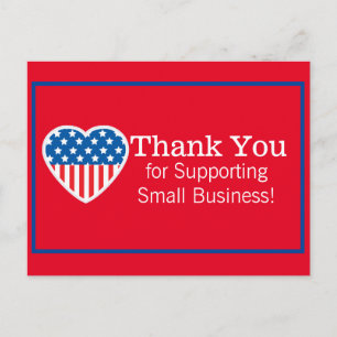 Thank You Supporting Small Business Patriotic Postcard