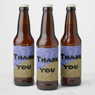 Thank You Surf and Sand Beach Theme Appreciation Beer Bottle Label