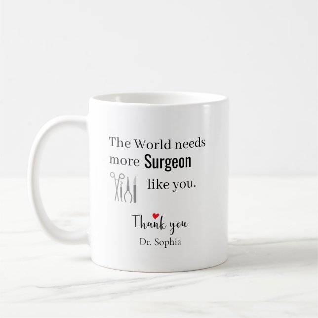 Thank You Surgeon Custom Name Coffee Mug (Left)