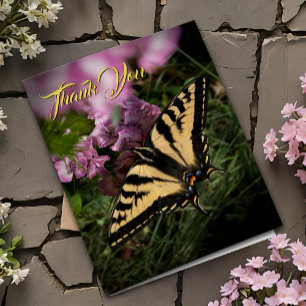 Thank You Swallowtail Butterfly Pink Summer Floral