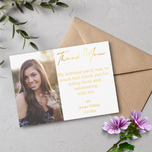 thank you sweet 16 birthday gold photo card