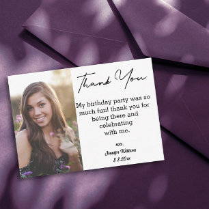 thank you sweet 16 birthday simple photo card