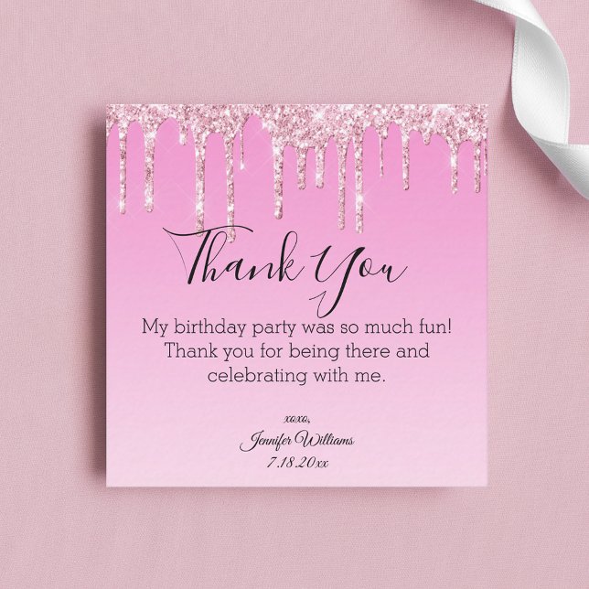 thank you sweet 16 pink dripping glitters stylish card (Creator Uploaded)