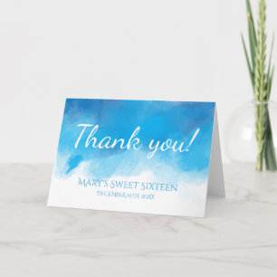Thank You Sweet 16 Summer Blue Watercolor