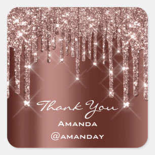 Thank You Sweet 16th Bridal Rose Brown Social Square Sticker