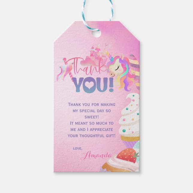Thank you Sweet Birthday Gift Tags (Front)