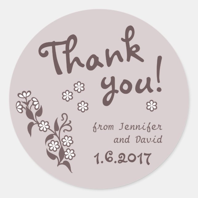 Thank you Sweet floral wedding or party CC0663 Classic Round Sticker (Front)