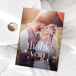 Thank You Swirly Overlay Text Wedding Card