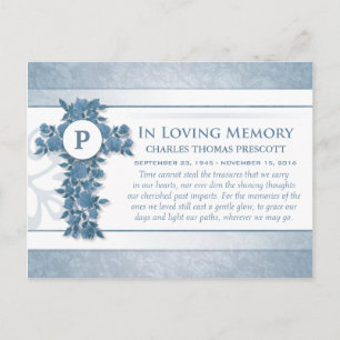 Thank You Sympathy Blue Floral Cross Post Card