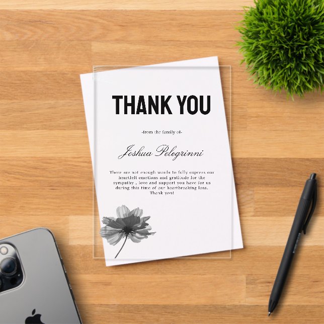 Thank You Sympathy Funeral  Acrylic Invitations (Insitu (Invitation Card))