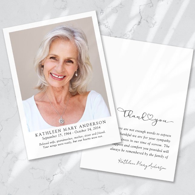 Thank You Sympathy Funeral Photo Card (Creator Uploaded)