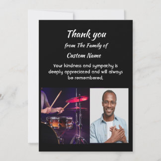 Thank You Sympathy Music Drummer Card