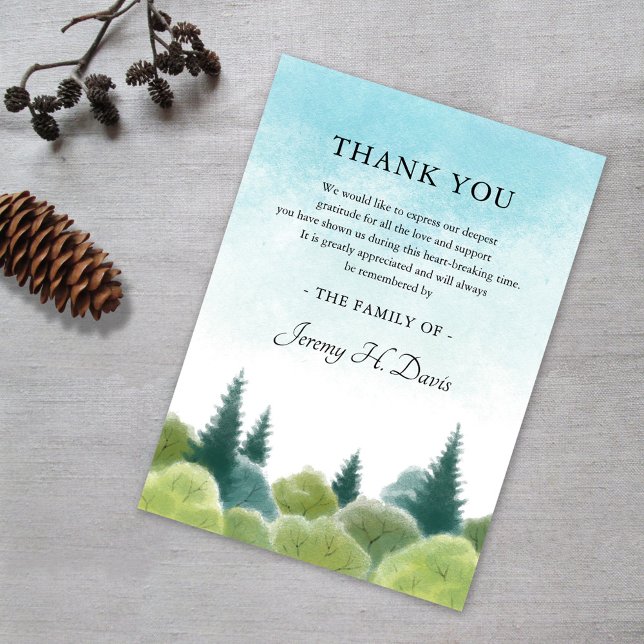 Thank You Sympathy Watercolor Woodland Sky Note (Creator Uploaded)