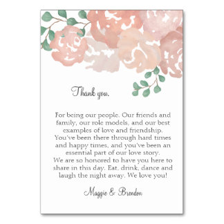 Thank You table cards for MH