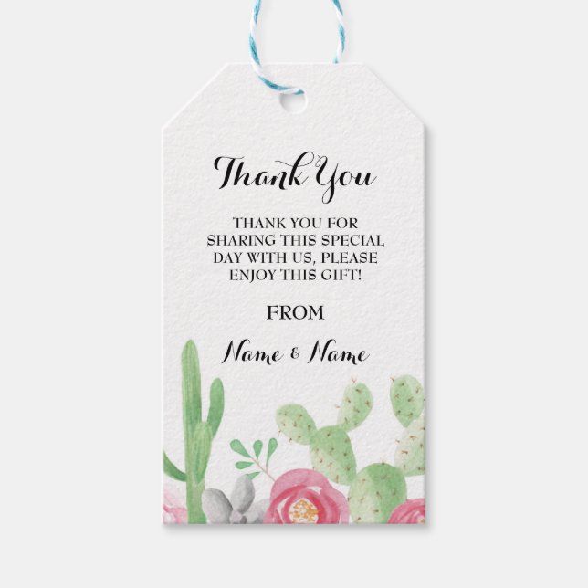 Thank you Tag Cactus Wedding Fiesta Mexican (Front)