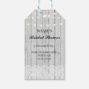 Thank you Tag Favour Grey Wood Lace Bridal Shower