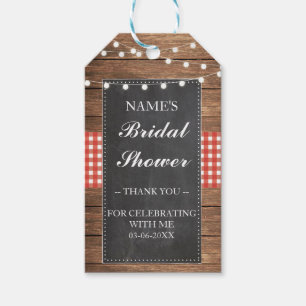 Thank you Tag Favour Wood Red Check Bridal Shower