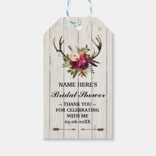 Thank you Tag Floral Favour Antlers Bridal Shower