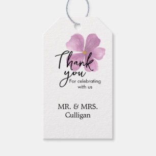 Thank You Tag - Mauve Watercolor Flower