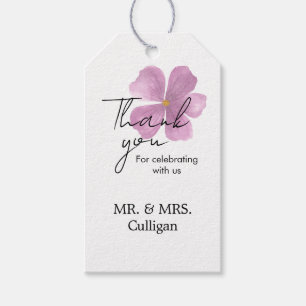 Thank You Tag - Mauve Watercolor Flower