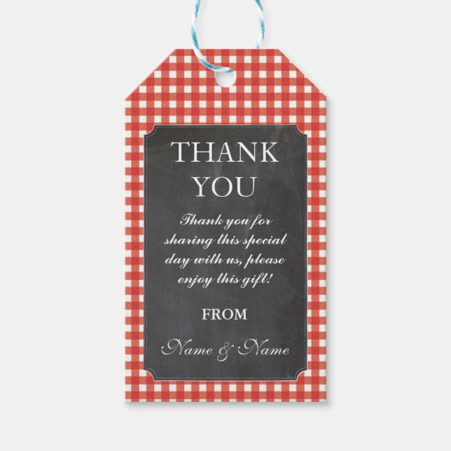 Thank you Tag Rustic Red Chalk Favour Wedding (Front)