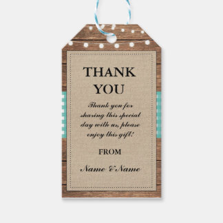 Thank you Tag Rustic Teal Favour Tags Wood Wedding
