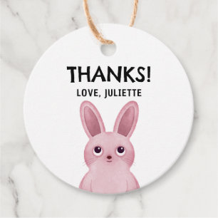 Thank You tag with Pink Baby bunny girl