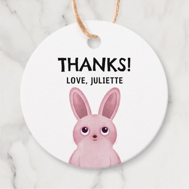 Thank You tag with Pink Baby bunny girl (Front)