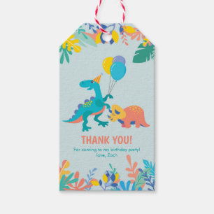 Thank you tags Dinosaur Party - light blue