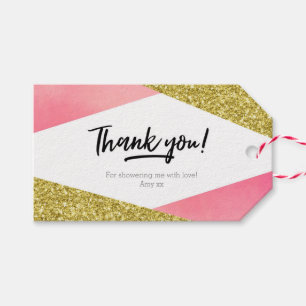Thank you tags   Favour tags   Pink and glitter