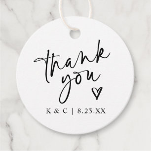 Thank You tags for Wedding Favours Modern Heart