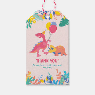 Thank you tags Girls Dinosaur Tags - pink