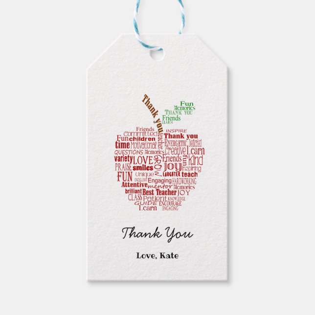 Thank you Teacher apple gift tag PTO (Front)
