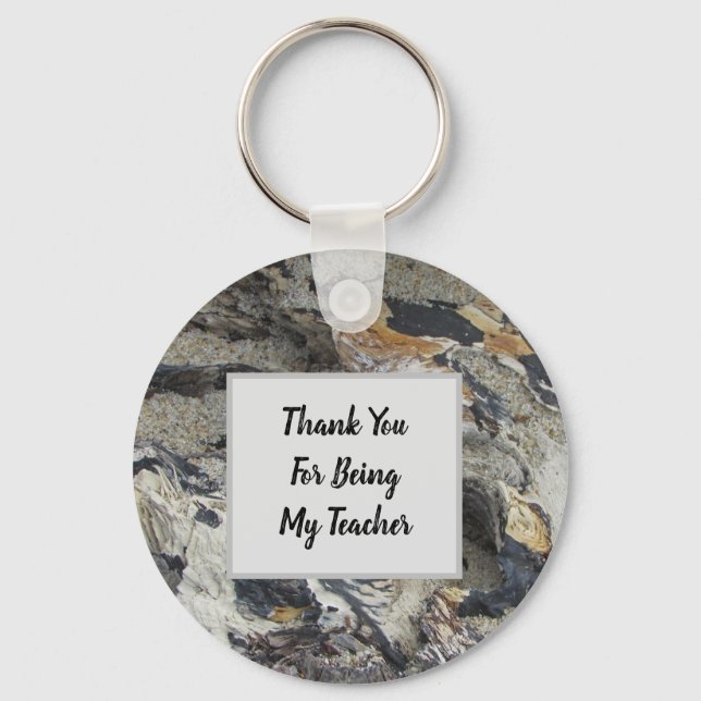 Thank You Teacher Appreciation Driftwood Nature Key Ring (Front)