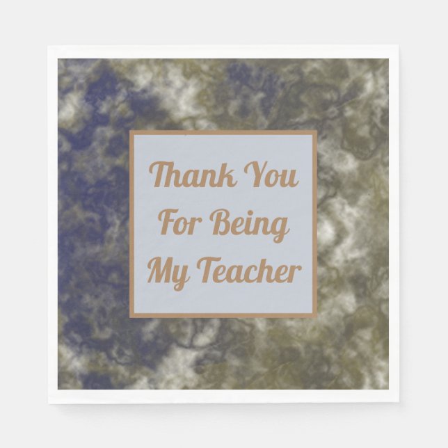 Thank You Teacher Appreciation Gold Blue Classroom Napkin (Front)