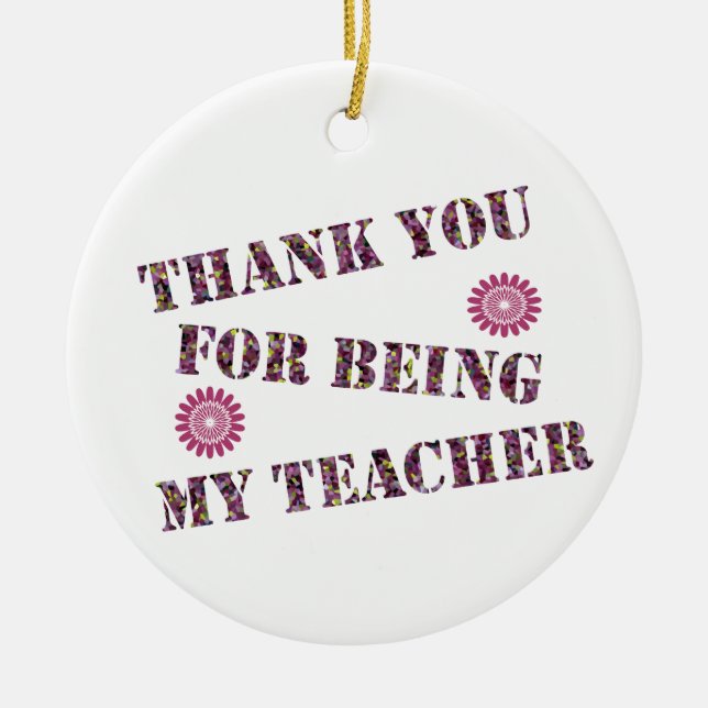 Thank You Teacher Appreciation Holiday Keepsake Ceramic Tree Decoration (Front)