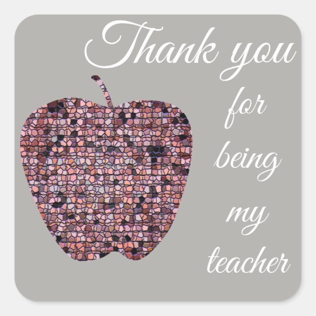 Thank You Teacher Appreciation Mosaic Red Apple Square Sticker (Front)